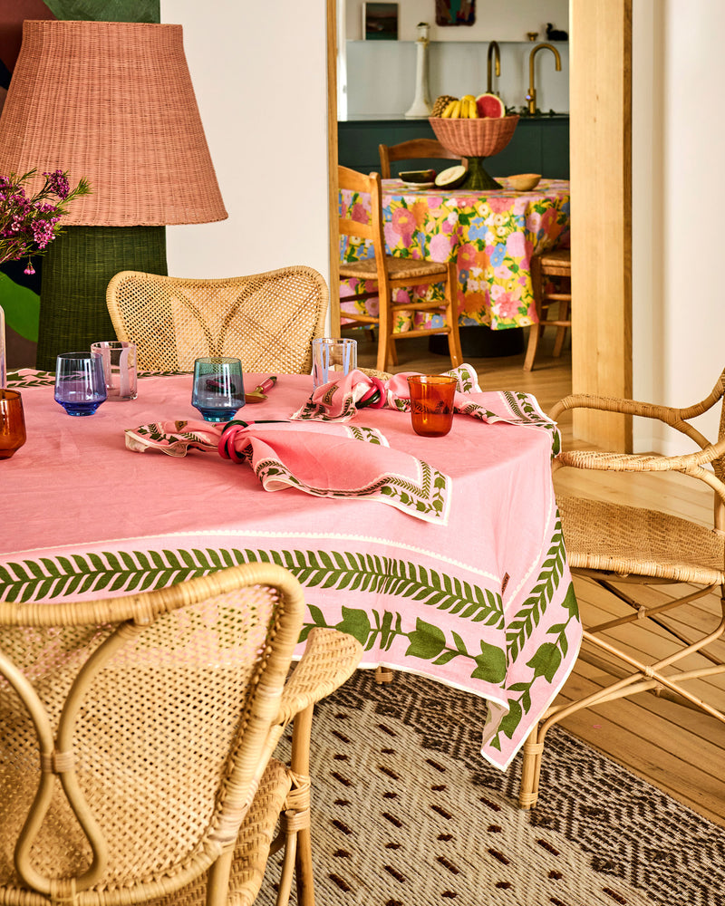 Flower Chain Embroidered Tablecloth