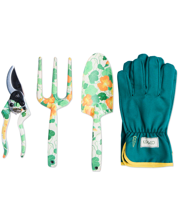 Nasturtium Garden Tools and Gloves Set