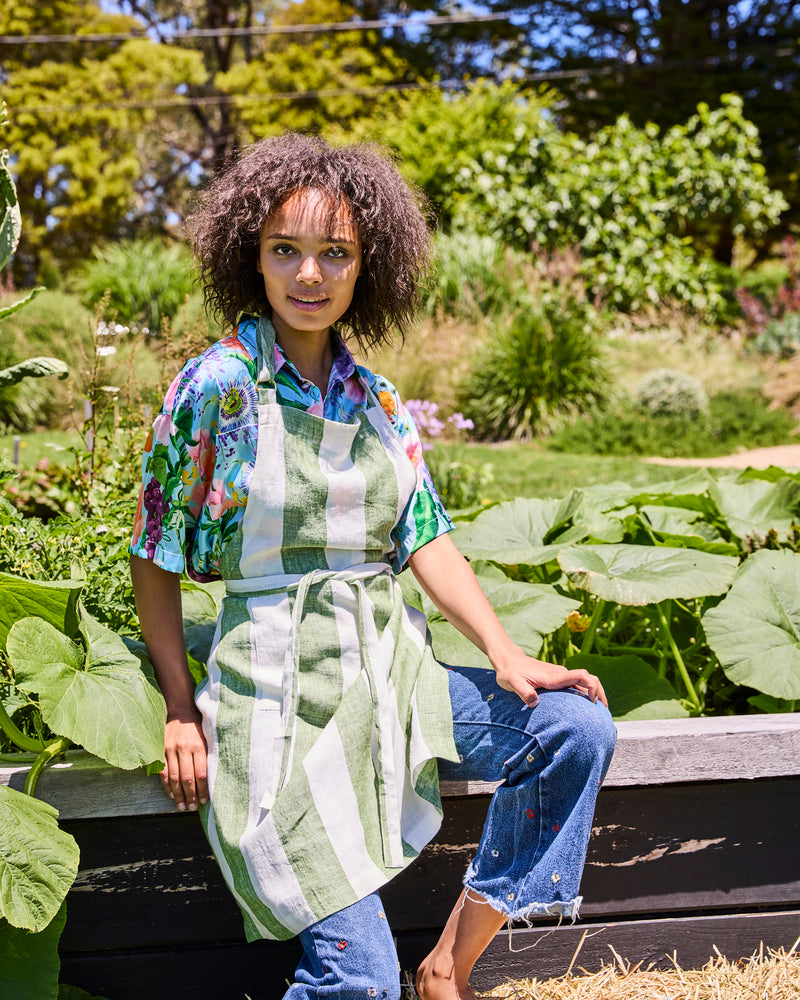 Moss Stripe Apron