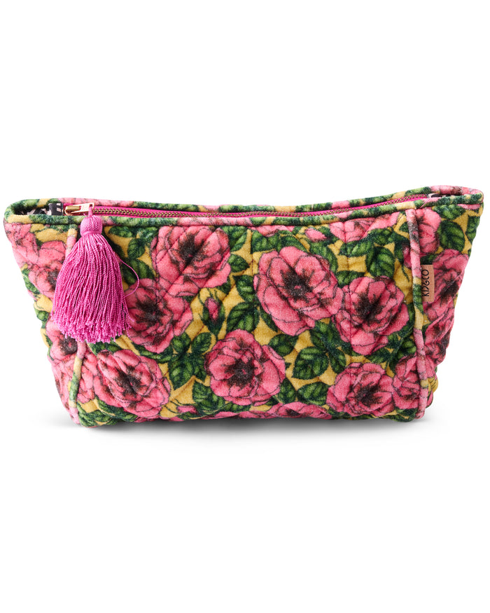 Golden Peony Velvet Toiletry Bag