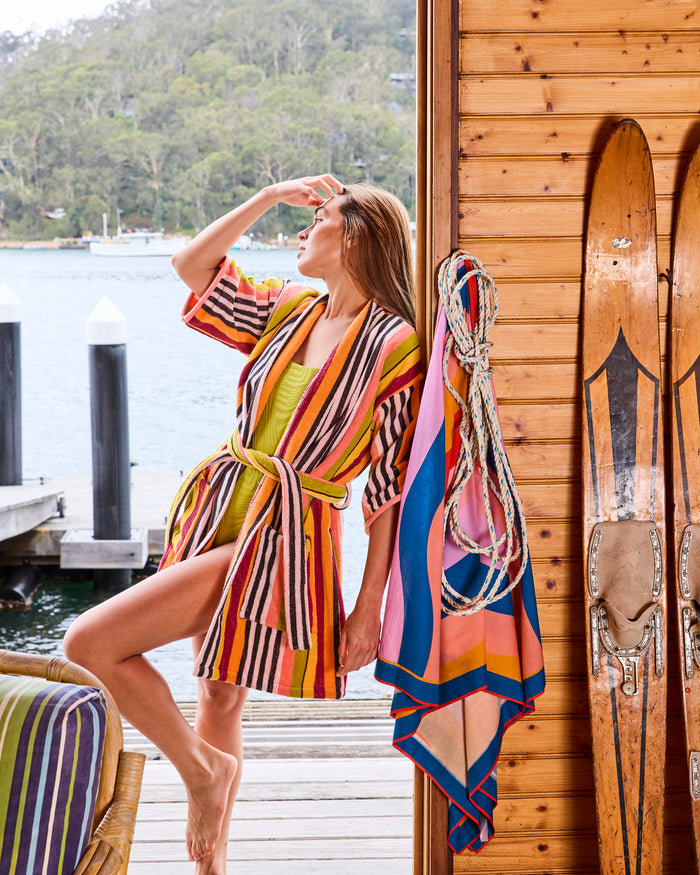 Casablanca Stripe Terry Mini Robe