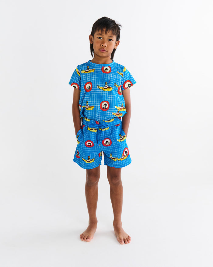Kip&Co x The Beatles Yellow Submarine Kids Organic Cotton Short Sleeve Tee & Short Pyjama Set