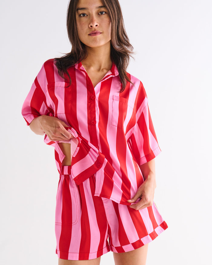 Santa Baby Adult Eco Satin Short Sleeve Shirt & Short Pyjama Set