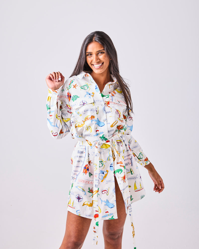 Aussie Road Trip Adult Sicilian Shirt Dress
