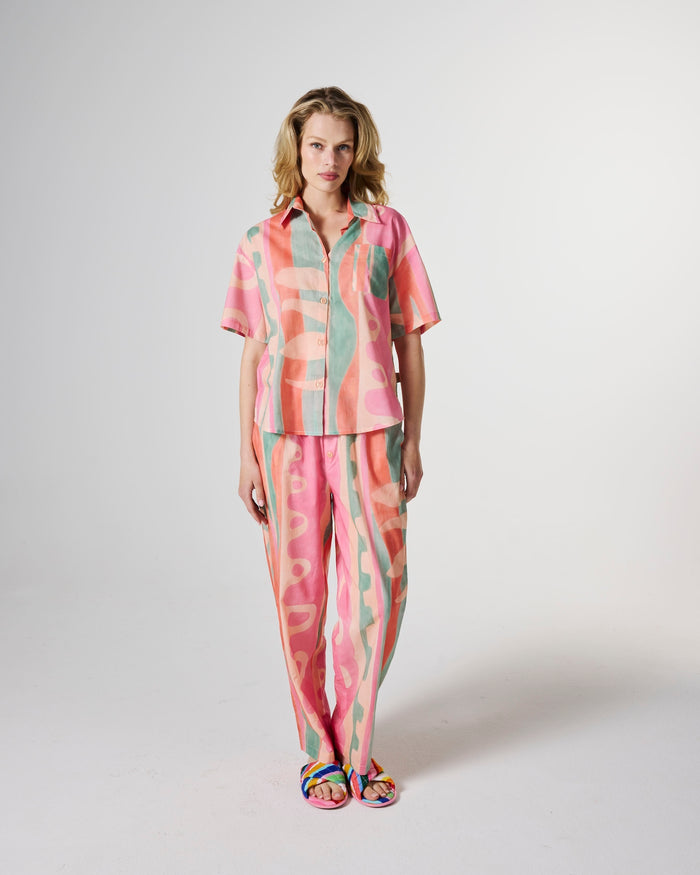 Sun Soaked Adult Organic Cotton Short Sleeve Shirt & Pant Pyjama Set