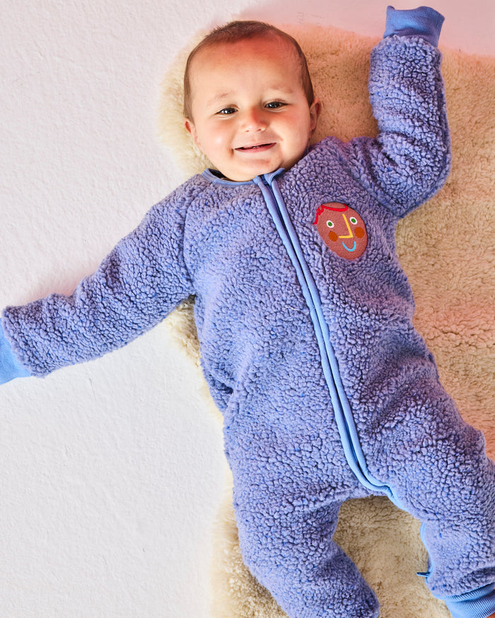 Blue Sprinkle Sherpa Long Sleeve Zip Romper