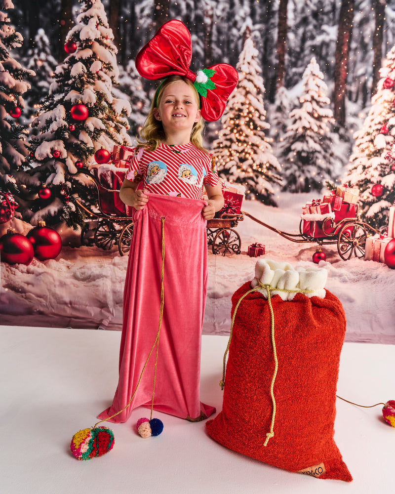 Red Boucle Santa Sack