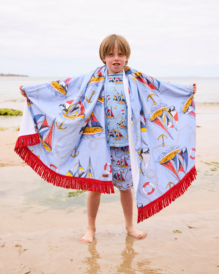 Hey Sailor Printed Terry Beach Towel