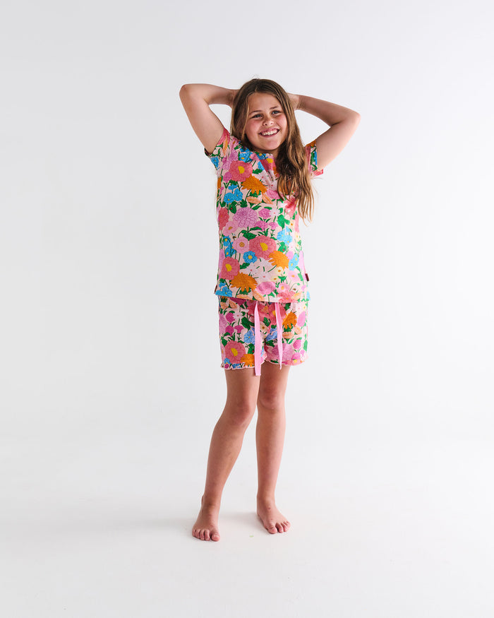 Follow The Sun Kids Organic Cotton Short Sleeve Tee & Frill Short Pyjama Set