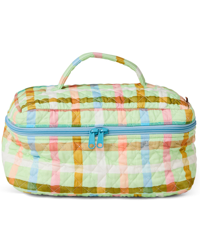 Candy Check Mint Quilted Cotton Toiletry Case