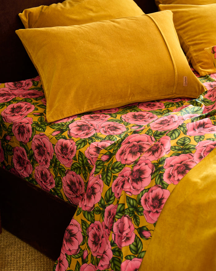 Golden Peony Organic Cotton Fitted Sheet