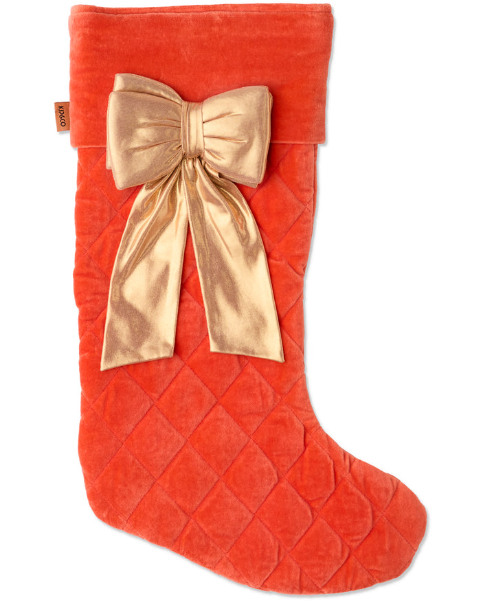 Golden Bow Velvet Stocking