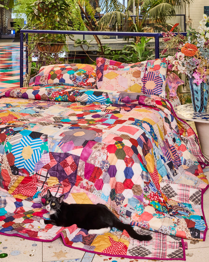 Kip&Co x Romance Was Born Patchy Times Organic Cotton Quilted Pillowcases