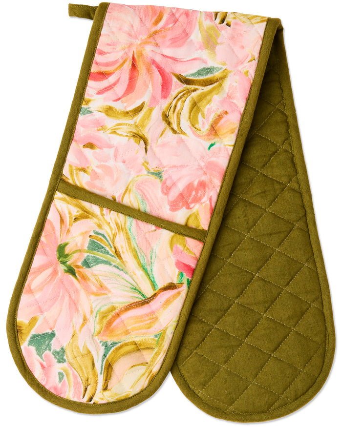 Warm Floral Breeze Double Oven Mitt