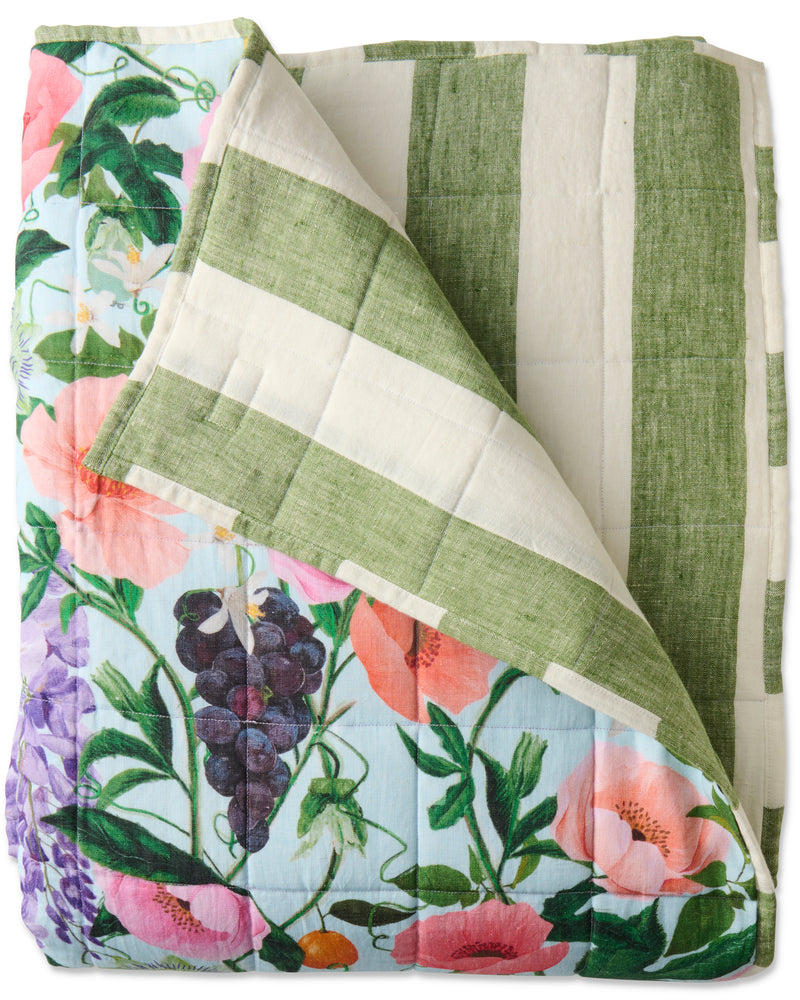 Spring In The Air Reversible Linen Quilted Bedspread