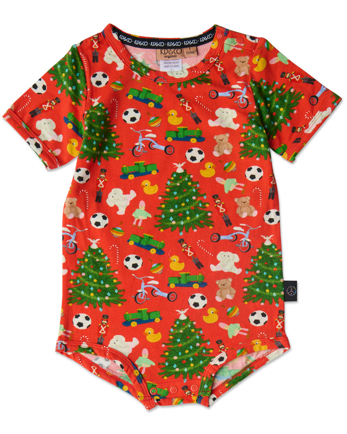 Christmas Toys Organic Short Sleeve Romper