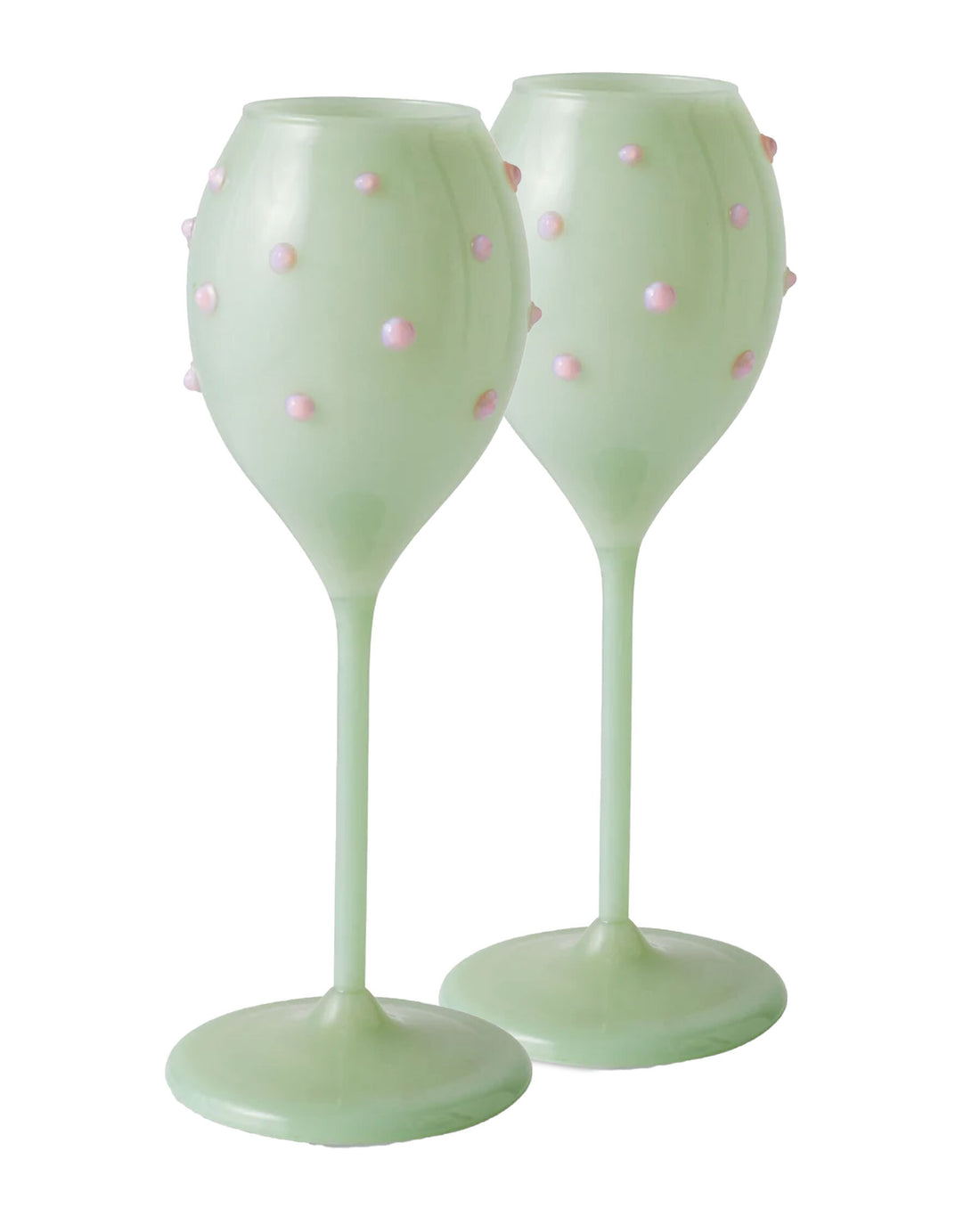 Pistachio Polkadot Champagne Glass 2P Set