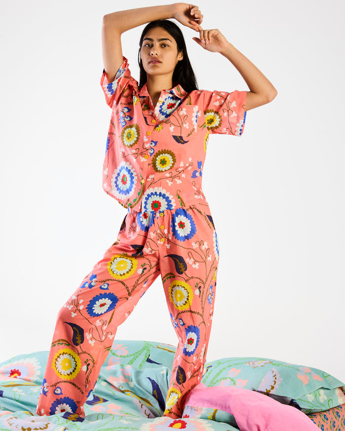 Kip&Co x Anna Spiro Isabelle Sunset Adult Organic Cotton Short Sleeve Shirt & Pant Pyjama Set