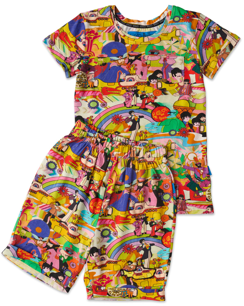 Kip&Co x The Beatles Big Band Kids Organic Cotton Short Sleeve Tee & Short Pyjama Set