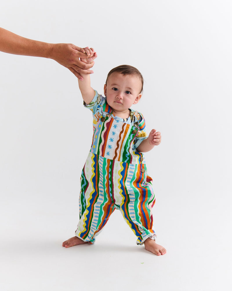 Beach Patterns Baby Cotton Drill Overalls