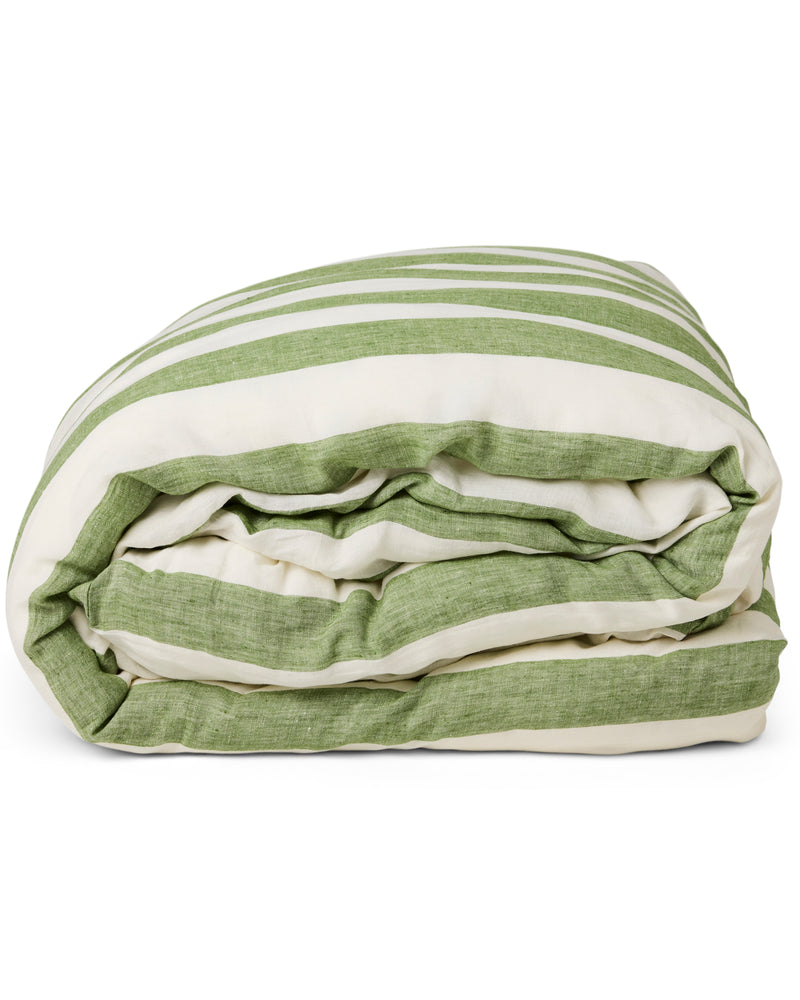 Moss Stripe Linen Quilt Cover