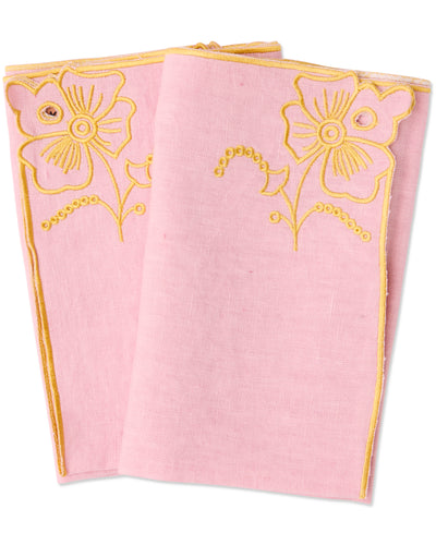 Pink Tuscan Embroidered 4P Napkin Set
