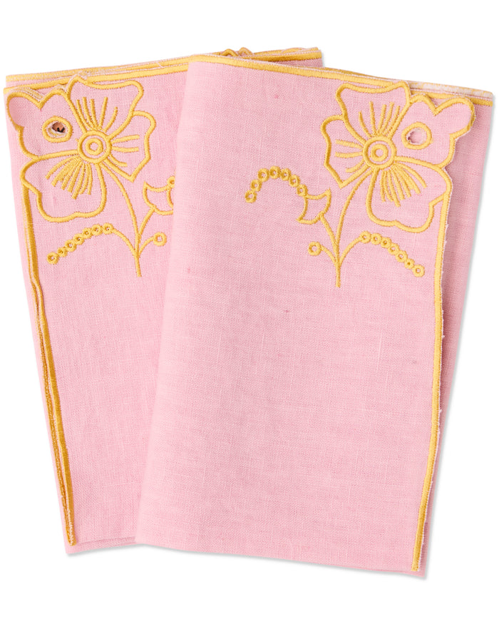 Pink Tuscan Embroidered 4P Napkin Set