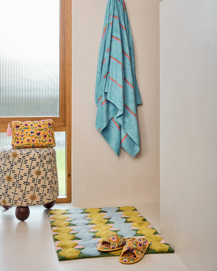 Aegean Stripe Bamboo Terry Bath Sheet