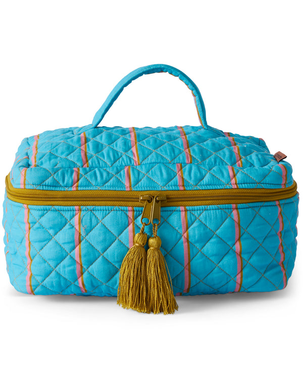 Aegean Stripe Quilted Cotton Toiletry Case
