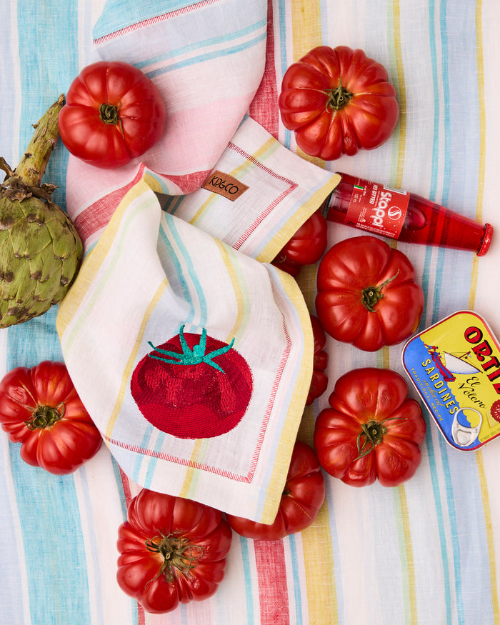 Bellissimo Stripe Embroidered 4P Napkin Set