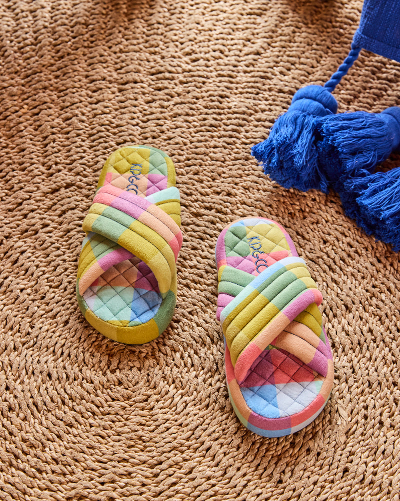 Florida Tartan Quilted Velvet Adult Slippers