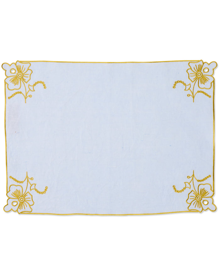 Blue Tuscan Embroidered 4P Placemat Set