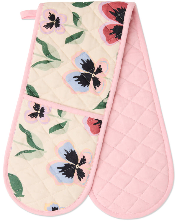 Pretty Pansy Double Oven Mitt