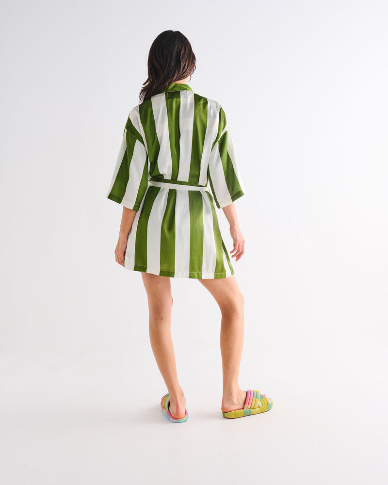 Moss Stripe Eco Satin Robe
