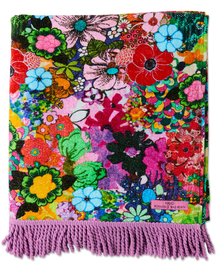 Kip&Co x Romance Was Born Flower Power Pink Printed Terry Beach Towel