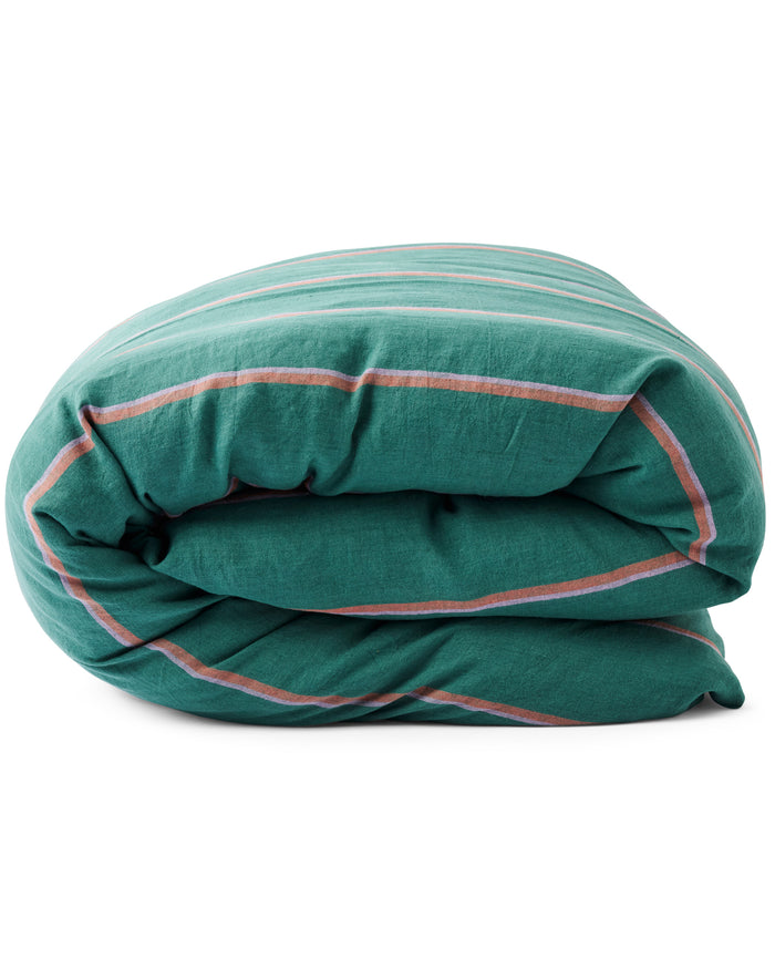 Wakame Crush Stripe Linen Quilt Cover