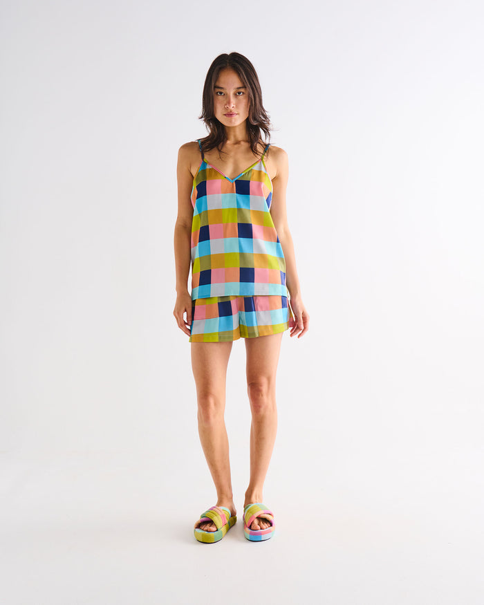 Florida Tartan Adult Eco Satin Shorts & Cami Pyjama Set