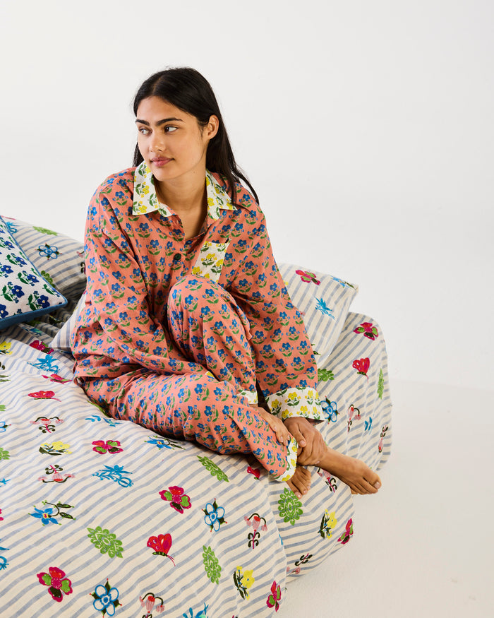 Kip&Co x Anna Spiro Indian Summer Rose Adult Organic Cotton Long Sleeve Shirt & Pant Pyjama Set