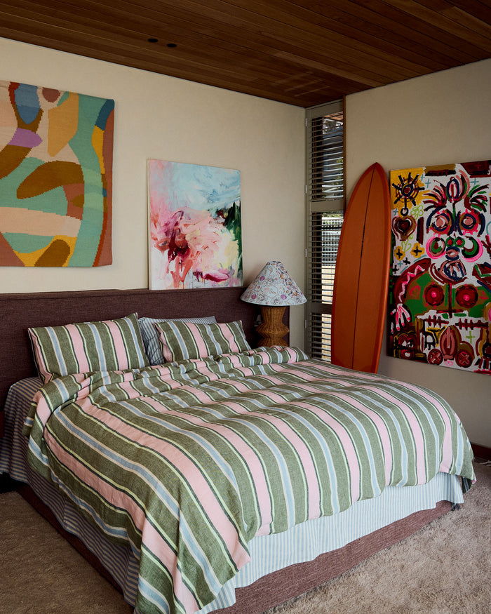 Cactus Stripe Linen Quilt Cover