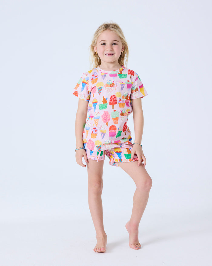 Gelato Kids Organic Cotton Short Sleeve Tee & Frill Short Pyjama Set