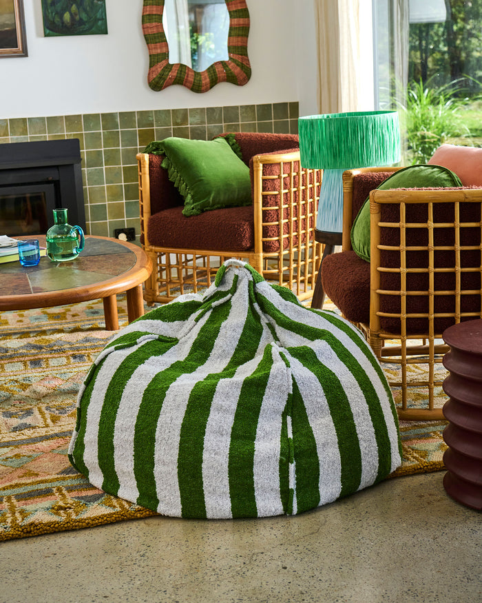 Moss Stripe Boucle Beanbag