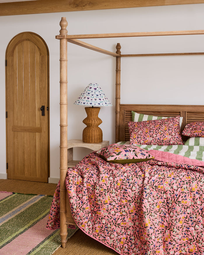 Canopy Blush Linen Quilted Bedspread