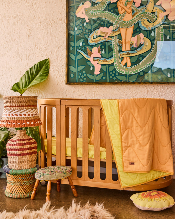 Glow In Yellow Bamboo Cotton Quilted Cot Bedspread
