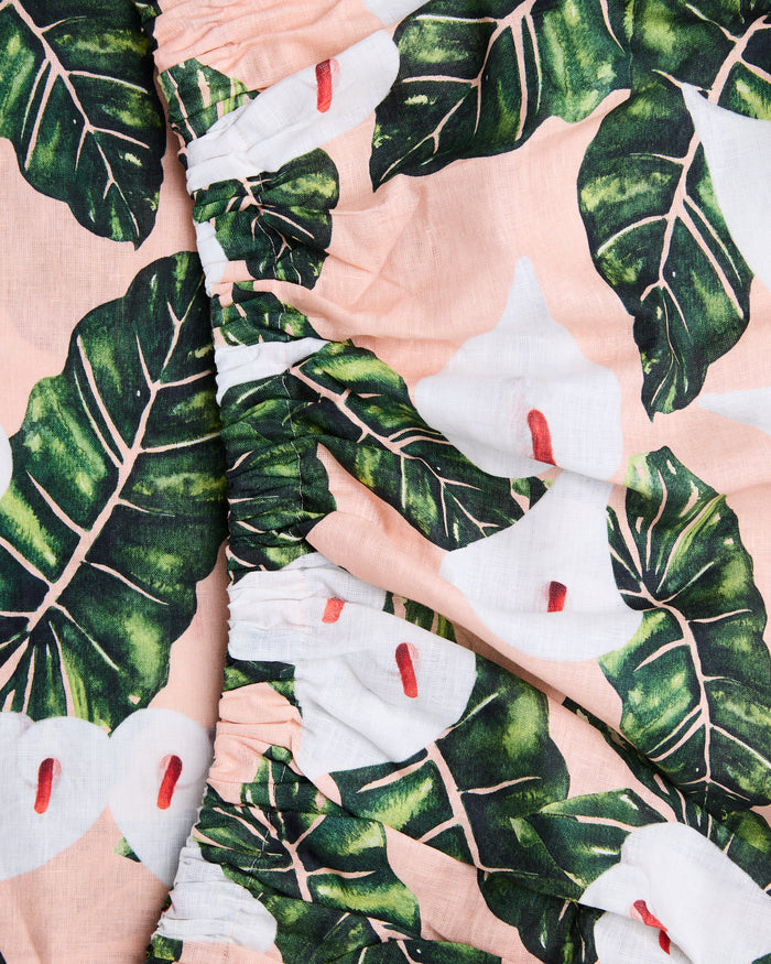 Lily Of The Valley Peach Linen Fitted Sheet