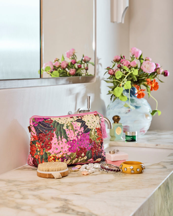 Australian Bush Blossom Quilted Cotton Toiletry Purse