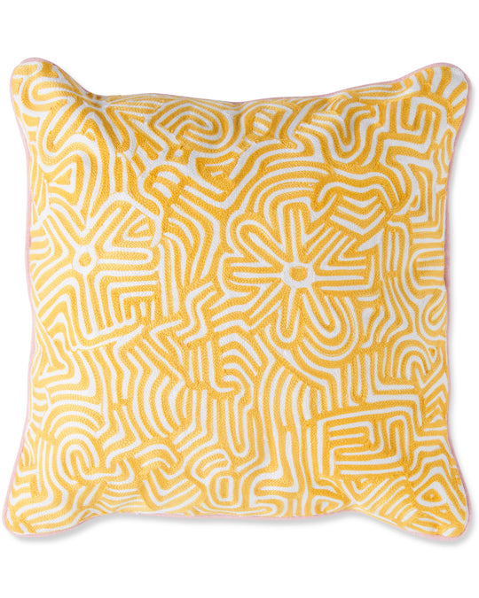 Kalaya Tjukurpa Straw Embroidered Cushion