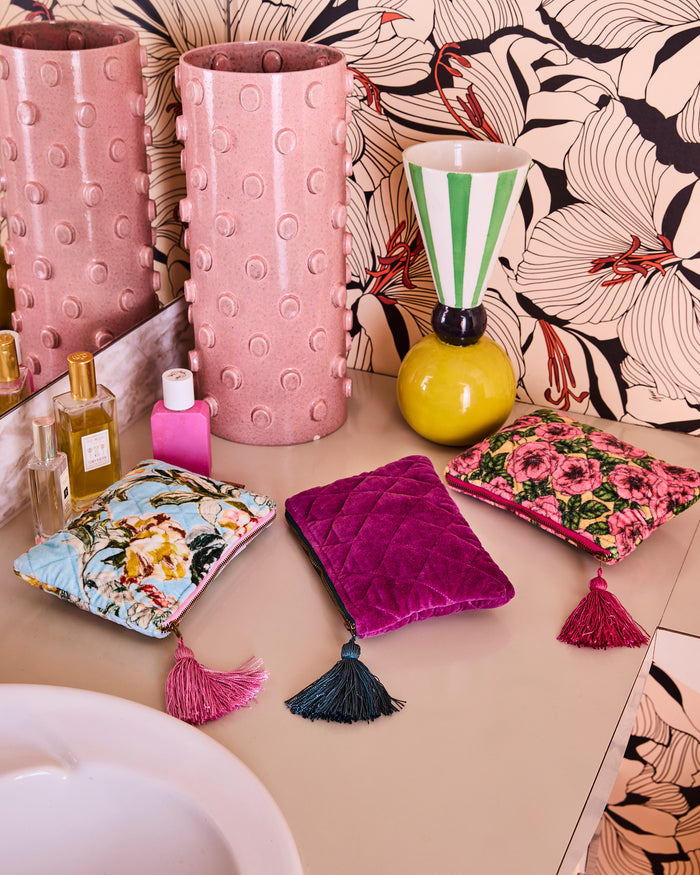 Golden Peony Velvet Cosmetics Purse