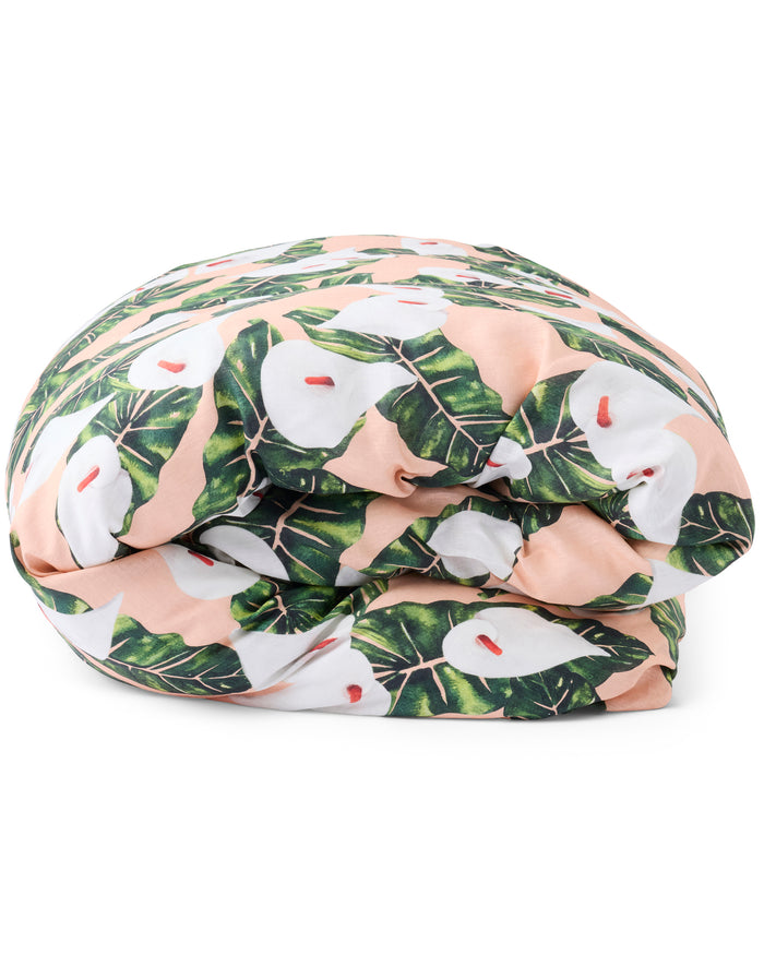 Lily Of The Valley Peach Linen Quilt Cover