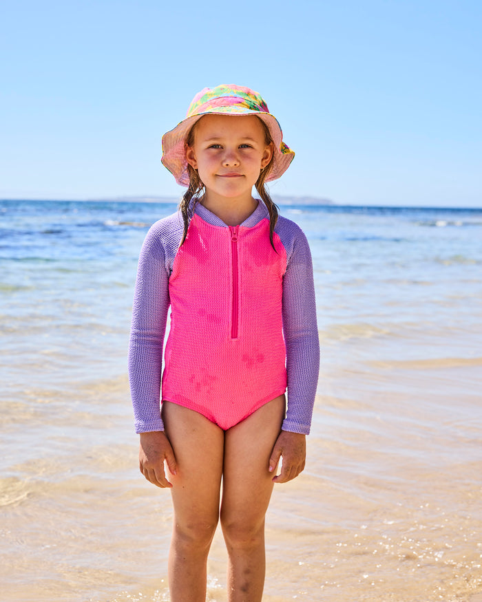 Sherbet Crinkle Long Sleeve Bathers