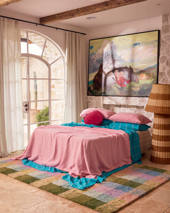 Aegean Stripe Linen Flat Sheet